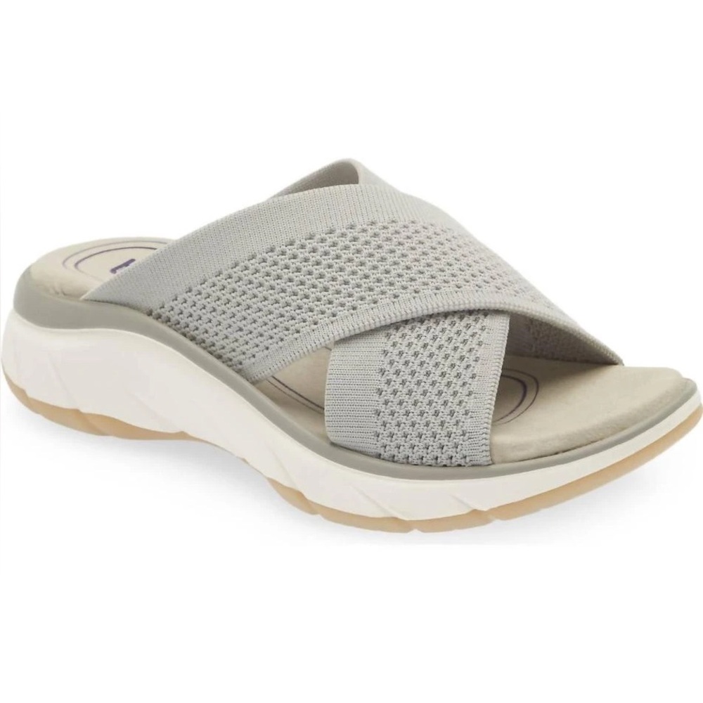Bionica Womens Wedge Criss Cross Slide Sandals Size 11 M Grey Knit
